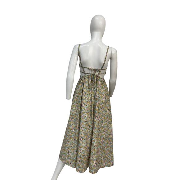 For Love & Lemons 'Raleigh' Green Cotton Midi Dress Size S - Picture 3 of 5
